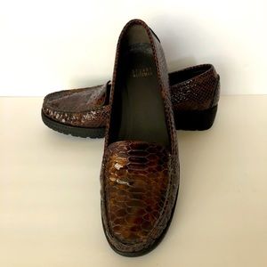 Stuart Weitzman snakeskin wedge loafer